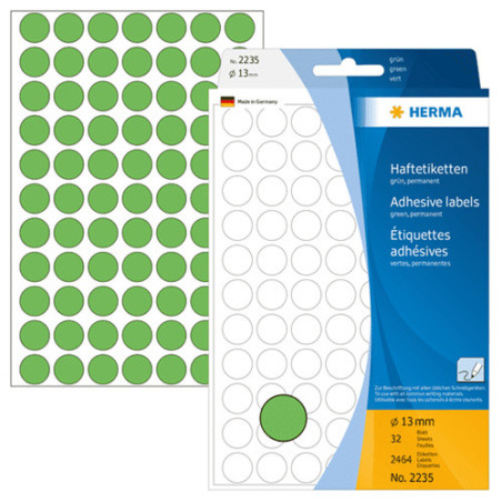ETIQUETTE HERMA POCH. Ø 13MM VERT