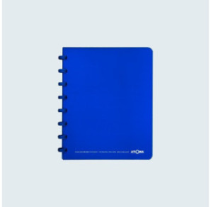 CAHIER ATOMA A5 PLAST. TRANSP. QUAD. BLEU