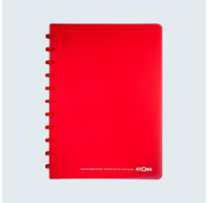 CAHIER ATOMA A4 PLAST. TRANSP. QUAD. ROUGE