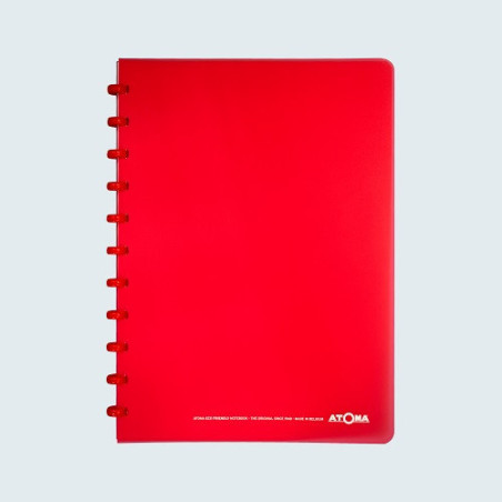 CAHIER ATOMA A4 PLAST. TRANSP. QUAD. ROUGE