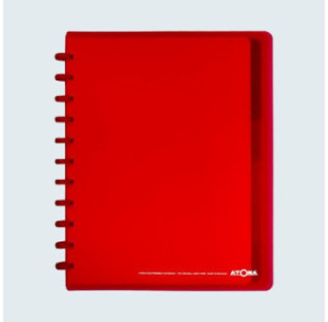 CAHIER ATOMA A4+ PLAST. TRANSP. QUAD. +INT.+POCH. ROUGE