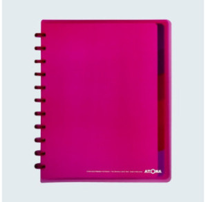 CAHIER ATOMA A4+ PLAST. TRANSP. QUAD. +INT.+POCH. MAUVE