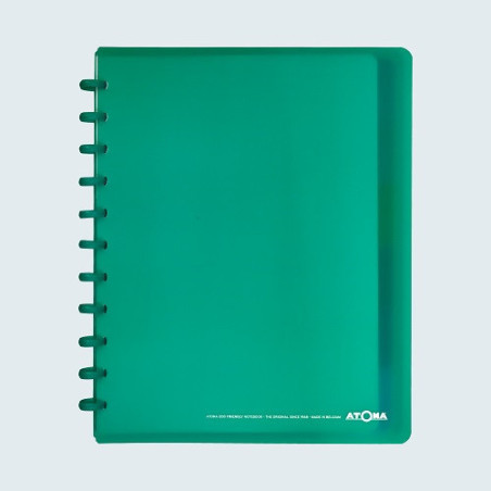 CAHIER ATOMA A4+ PLAST. TRANSP. QUAD. +INT.+POCH. TURQUOISE