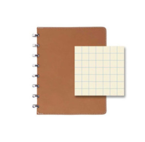 CAHIER ATOMA A5 CUIR PUR QUAD. NATUREL