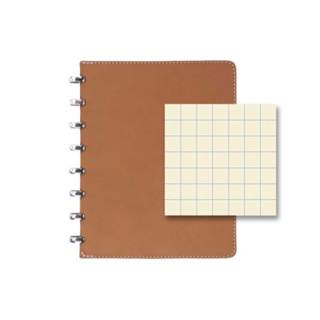 CAHIER ATOMA A5 CUIR PUR QUAD. NATUREL