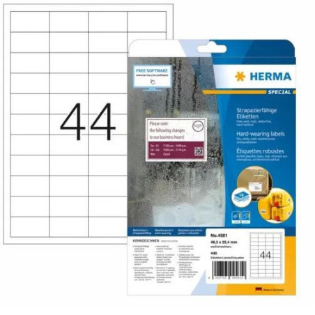 ETIQUETTE HERMA A4 48,3X25,4MM 10FLS RESISTANTE