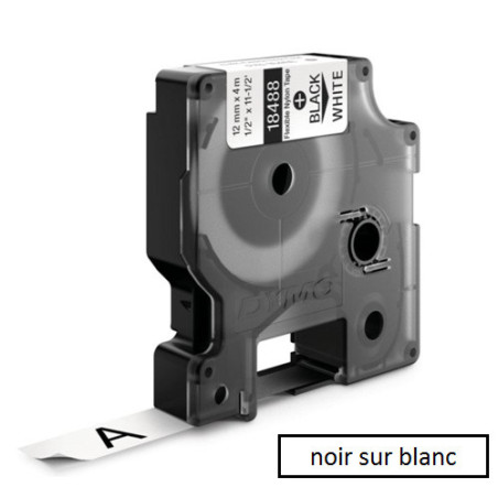 DYMO RUBAN RHINO 12MMX3,5M NOIR/BLANC