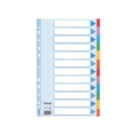 INTERCAL. A4 NEUTRES CART. 12 ONGLETS COUL. ESSELTE
