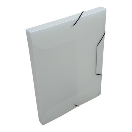 BOXE CLASSEM. A4 25MM TRANSP. BLANC +ELAST.