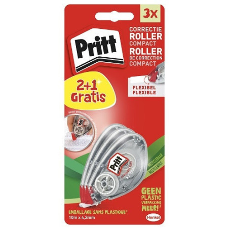 CORRECTEUR ROLLER PRITT 4,2MM COMPACT 2PCS +1PCS GRATUIT BLISTER