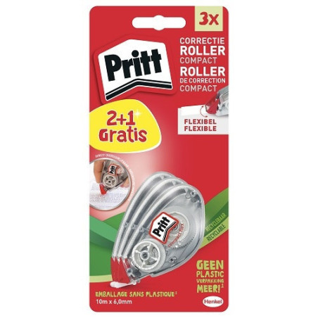 CORRECTEUR ROLLER PRITT 6MM COMPACT 2PCS +1PCS GRATUIT BLISTER