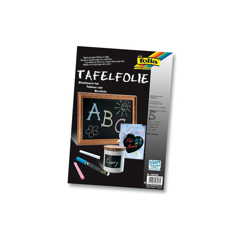 TABLEAU NOIR ADHESIF FOLIA 23X33CM 5PCS