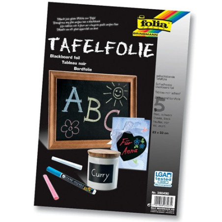TABLEAU NOIR ADHESIF FOLIA 23X33CM 5PCS