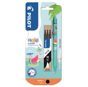 ROLLER PILOT FRIXION BALL FANCY POOL CLICKER 0,7 NOIR +3RECHARGES BLISTER