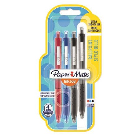 STYLO BILLE PAPERM. INKJOY 300 ASS. MEDIUM 4PCS BLISTER