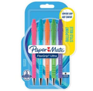 STYLO BILLE PAPERM. FLEX. M NOIR BRIGHT 5PCS BLISTER