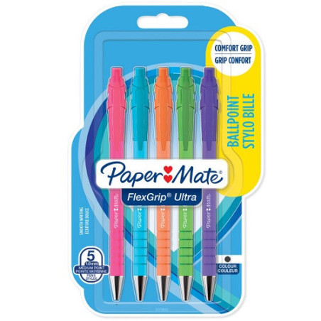 STYLO BILLE PAPERM. FLEX. M NOIR BRIGHT 5PCS BLISTER