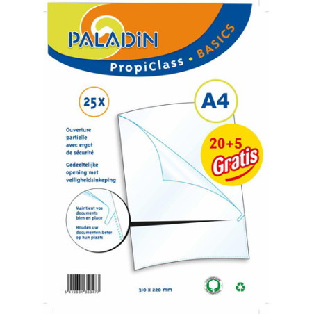 CHEMISE PLAST. A4 TRANSP. PALADIN CRISTAL 25PCS