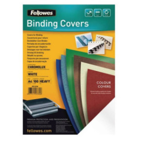 COUVERTURE A RELI. FELLOWES A4 BRILLANT BLANC 100PCS