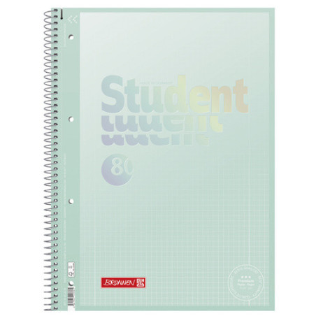 CAHIER BRUNNEN A4 80FLS QUAD. VERT PASTEL