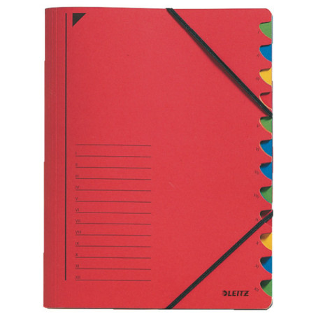 TRIEUR A4 LEITZ 12 COMP. ROUGE + ELAST.