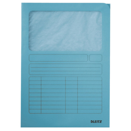 CHEMISE CART. A4 FENETRE LEITZ BLEU CLAIR