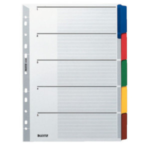 INTERCAL. A4 NEUTRES CART. 5 ONGLETS COUL. LEITZ
