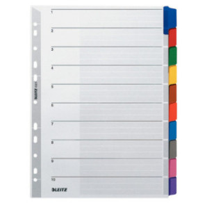 INTERCAL. A4 NEUTRES CART. 10 ONGLETS COUL. LEITZ