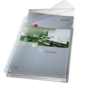HOUSSE A4 TRANSP. LEITZ SOUFFLET AVEC RABAT GRAINEE 170MY 5PCS