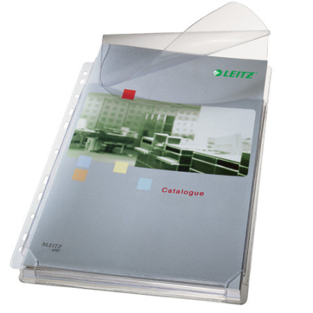 HOUSSE A4 TRANSP. LEITZ SOUFFLET AVEC RABAT GRAINEE 170MY 5PCS