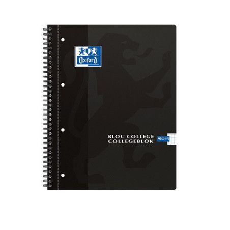 CAHIER OXFORD SPIRALE A4+ QUAD. 90FLS BLOC COLLEGE NOIR