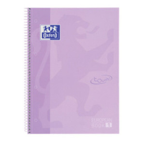 CAHIER OXFORD SPIRALE A4+ LIGNE 80FLS EUROPEANBOOK MAUVE PASTEL