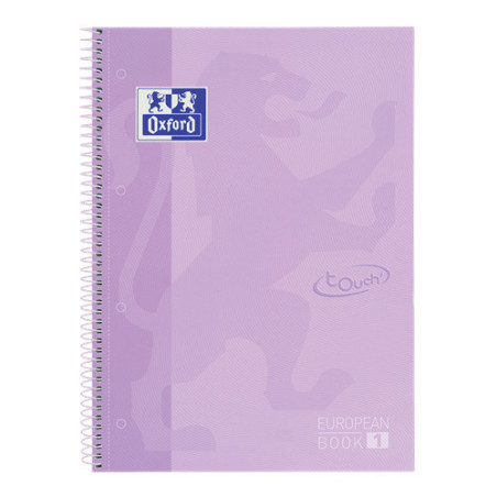 CAHIER OXFORD SPIRALE A4+ LIGNE 80FLS EUROPEANBOOK MAUVE PASTEL