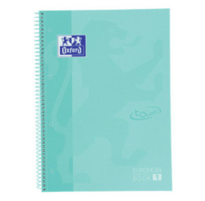 CAHIER OXFORD SPIRALE A4+ LIGNE 80FLS EUROPEANBOOK BLEU PASTEL