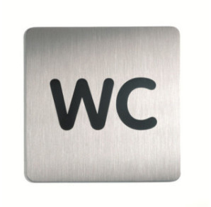 PICTO CARRE DURABLE WC 15X15CM ARGENT MET.