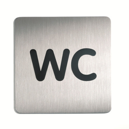 PICTO CARRE DURABLE WC 15X15CM ARGENT MET.