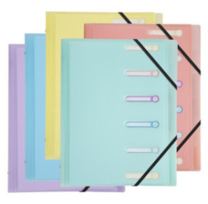 TRIEUR A4 EXACOMPTA PP 6 COMP.+ELAST. PASTEL ASS.