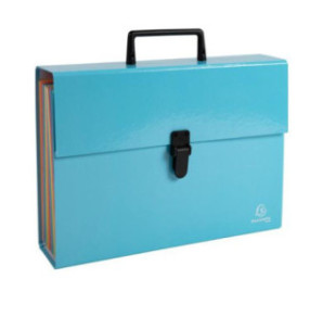 TRIEUR ACCORDEON EXACOMPTA A4 PP 18 COMP.+BOUTON CLIP BLEU PASTEL