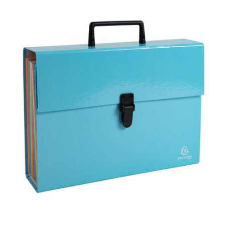TRIEUR ACCORDEON EXACOMPTA A4 PP 18 COMP.+BOUTON CLIP BLEU PASTEL