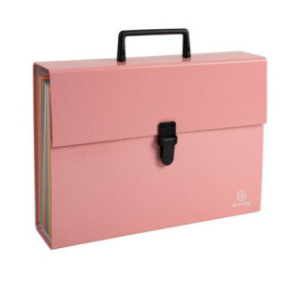 TRIEUR ACCORDEON EXACOMPTA A4 PP 18 COMP.+BOUTON CLIP CORAIL PASTEL