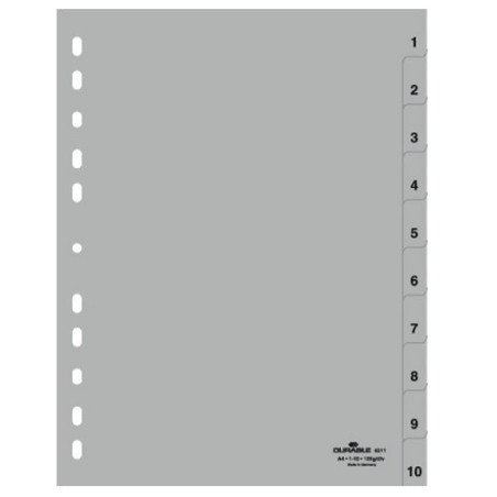 INTERCAL. A4 NUMER. PLAST. 1-10 GRIS DURABLE
