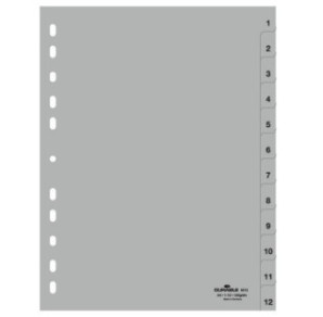 INTERCAL. A4 NUMER. PLAST. 1-12 GRIS DURABLE