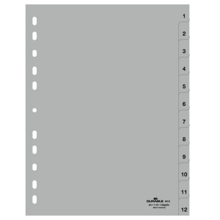 INTERCAL. A4 NUMER. PLAST. 1-12 GRIS DURABLE