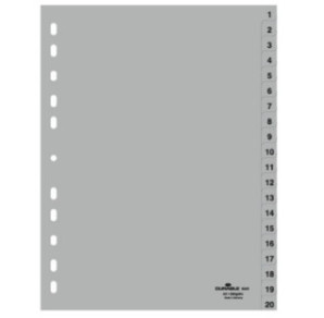 INTERCAL. A4 NUMER. PLAST. 1-20 GRIS DURABLE