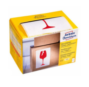 ETIQUETTE AVERY/ZWECK. 100X74MM 200PCS ROUGE SYMBOLE "FRAGILE"