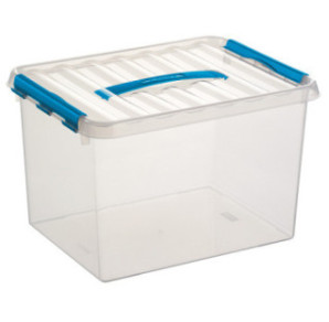 BOITE DE RANGEMENT 22L 40X30X26CM TRANSP. BLEU