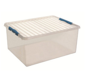 BOITE DE RANGEMENT 120L 80X50X38CM TRANSP. BLEU