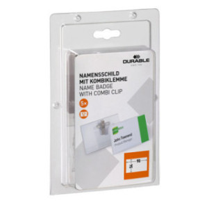 BADGE DURABLE 54X90MM AVEC CLIP+EPINGLE 5PCS