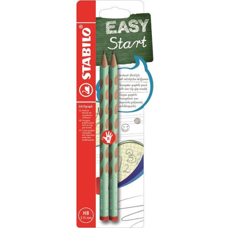 CRAYON NOIR STABILO EASYGRA. HB 2PCS DROIT. PASTEL VERT BLISTER