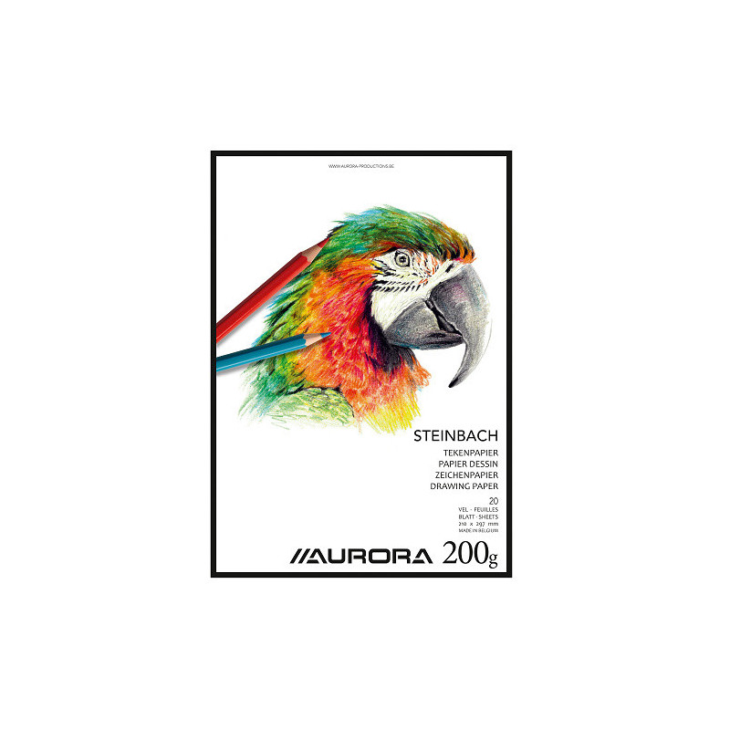 BLOC DESSIN BLANC 210X297MM A4 200G 20FLS AURORA STEINBACH